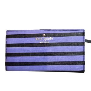 Kate Spade New York Fairmount Square Lavender and Black Striped Wallet